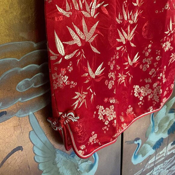 Stunning Vintage 100% Silk Red and Gold Chinese Traditional Dress Cheongsam XS - Picture 3 of 4